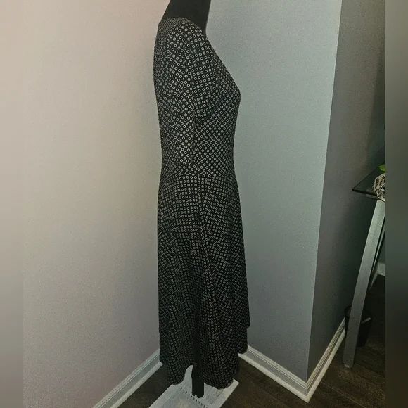 LuLaRoe Nicole Black & White Polka Dot Midi Dress - Size Large - Picture 3 of 8